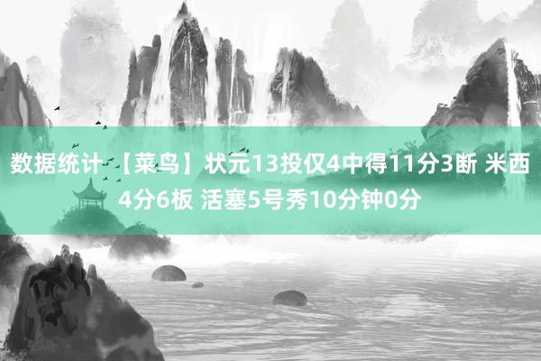 数据统计 【菜鸟】状元13投仅4中得11分3断 米西4分6板 活塞5号秀10分钟0分