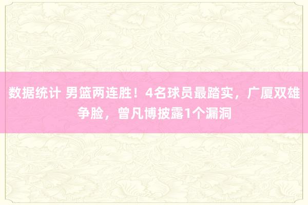 数据统计 男篮两连胜！4名球员最踏实，广厦双雄争脸，曾凡博披露1个漏洞