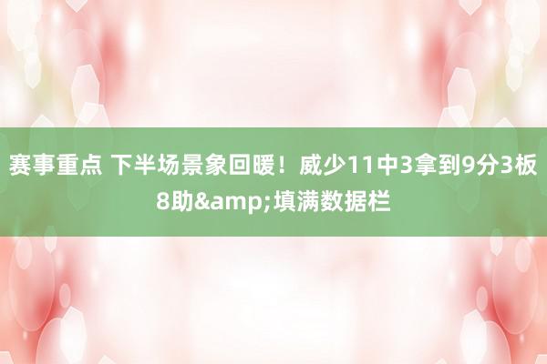 赛事重点 下半场景象回暖！威少11中3拿到9分3板8助&填满数据栏