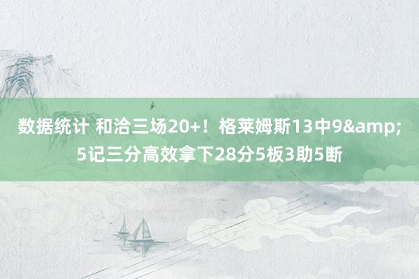 数据统计 和洽三场20+！格莱姆斯13中9&5记三分高效拿下28分5板3助5断