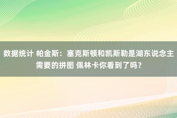 数据统计 帕金斯：塞克斯顿和凯斯勒是湖东说念主需要的拼图 佩林卡你看到了吗？