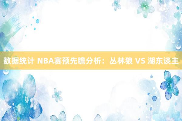 数据统计 NBA赛预先瞻分析：丛林狼 VS 湖东谈主