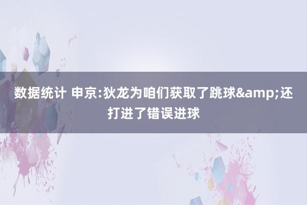 数据统计 申京:狄龙为咱们获取了跳球&还打进了错误进球