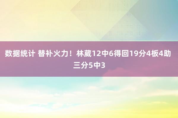 数据统计 替补火力！林葳12中6得回19分4板4助 三分5中3