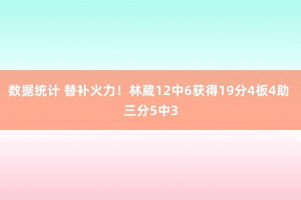 数据统计 替补火力！林葳12中6获得19分4板4助 三分5中3