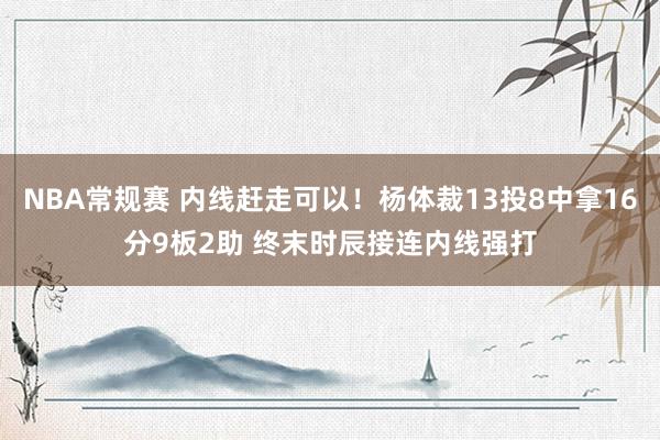 NBA常规赛 内线赶走可以！杨体裁13投8中拿16分9板2助 终末时辰接连内线强打