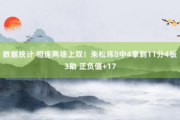 数据统计 相连两场上双！朱松玮8中4拿到11分4板3助 正负值+17