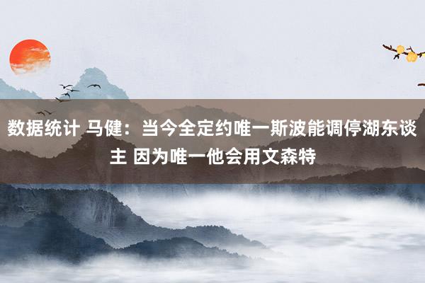 数据统计 马健：当今全定约唯一斯波能调停湖东谈主 因为唯一他会用文森特