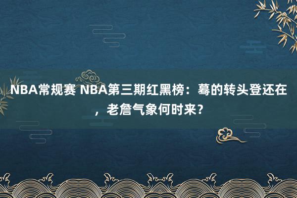 NBA常规赛 NBA第三期红黑榜：蓦的转头登还在，老詹气象何时来？