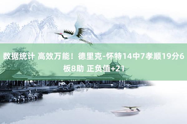 数据统计 高效万能！德里克-怀特14中7孝顺19分6板8助 正负值+21