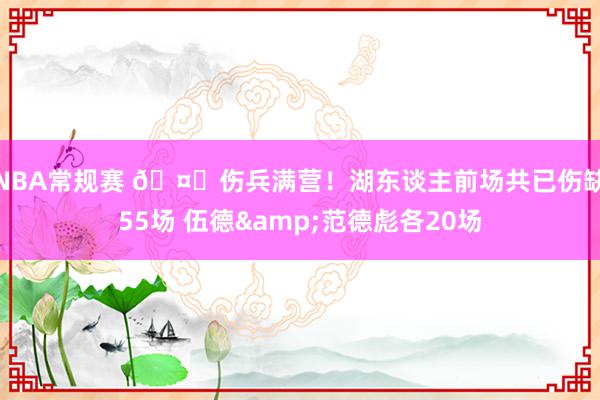 NBA常规赛 🤕伤兵满营！湖东谈主前场共已伤缺55场 伍德&范德彪各20场